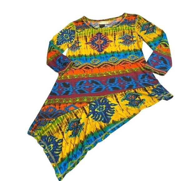 Urban Mangoz Womens Multicolor Stich Embroidered  Blouse Tunic Top Medium Novelt - Picture 1 of 12